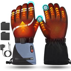 Heated Gloves for Men Women, 3 Heating Levels Heated Work Gloves with Touchscreen, 7.4V/3200mAh Battery Rechargeable, Windproof & Waterproof Electric Glove for Hunting Motorcycle Skiing (Large)