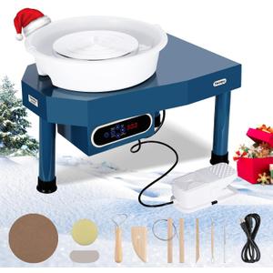 Huanyu Pottery Wheel Ceramic Machine 25 cm with Foot Pedal & LCD Screen, Electric Pottery Machine with Detachable Basin Art Clay DIY Sculpting Tool Kit