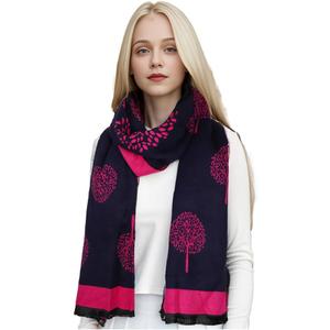 Sumato Scarf for Women Fall Winter Shawl Wraps Long Women Scarves Warm Soft Cashmere Feel Classic Tree Style (Rose)