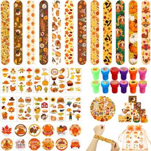 Thanksgiving Party Favor Fall Autumn School Stationery Gift Slap Bracelets Stampers Badges tattoos Organza Bags for Autumn Harvest Thanksgiving Gifts Goodie Bag Fillers