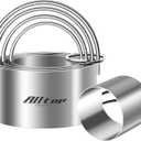 ALLTOP Round Biscuit Cutters with Handle, Stainless Steel Baking Essential Tool for Effortless Circle Cookie Shaping,Pastry,Cake Decoration CreationPrecise Cut for Dumpling,Scone, Donut-5 Pcs