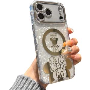 Meishangmei for iPhone 17 Pro Case Sparkly Shell Translucence [Compatible with MagSafe], Bling Camera Lens Protection Cute Pattern Design Hard Shockproof Protective Case for Girls Women 