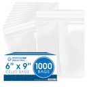 Spartan Industrial - 6" X 9" (1000 Count) Crystal Clear Resealable Cello Poly Bags for Packaging, T Shirts, and More - Self Seal & Reinforced