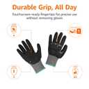 Amazon Basics Impact Protection Work Gloves - Cut Level A2, ANSI Level 4 Abrasion, Touchscreen Compatible, 15G Sandy Nitrile Palm, Large, 100 Pack, Black with Green Edge (Black, L)