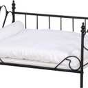 Babyland Bed for Dog, Pet Couch Bed with Metal Frame and Detached White Velvet Cushion with 2 Pillow for Small Pet