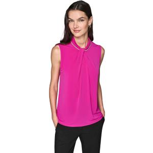 Karl Lagerfeld Women's Sleeveless Novelty Blouse (Medium, Bright Jewel Pink)
