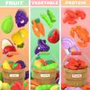 Cutting Play Food Toys for Kids, Pretend Play Kitchen Accessories, Cutting Food Sorting Toy, Fake Fruits/Vegetables Set with Shopping Storage Basket, Plastic Board and Knife, Birthday Gift