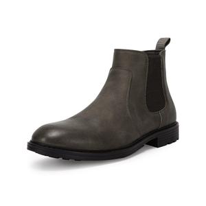 Men's Round Toe Boots Chelsea Slip on Waterproof Faux Leather Classic Ankle Dress Booties for Men (Black)