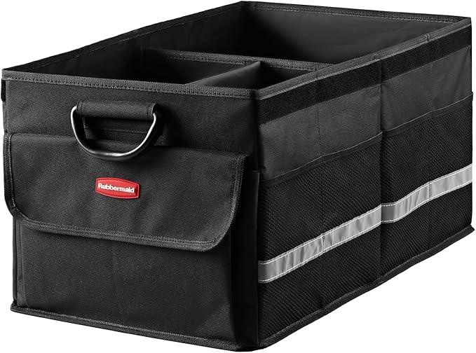 Rubbermaid Car Organizer, Collapsible Trunk Organizer, MultiCompartment Car Storage Organization for Car Accessories, 2 Compartments With Cover, 21.65"*14.17"*12.2"