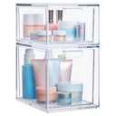 STORi Audrey Stackable Clear Bin Plastic Organizer Drawers | 2 Piece Set | Organize Cosmetics and Beauty Supplies on a Vanity | Made in USA