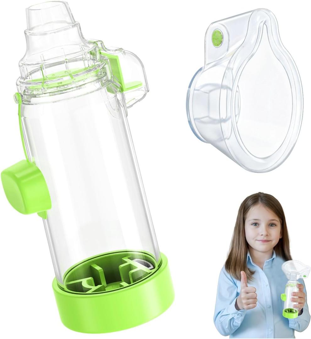 Soft Silicone Inhaler Spacers for Adults and Kids - Fun and Colorful Nessi OTC Spacer (Kids-Green)