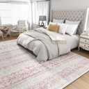 Area Rugs for Living Room - 6'x9' Machine Washable Boho Moroccan Rug Distressed Neutral Carpet Non Slip Soft Indoor Rug for Bedroom Dining Room Playroom Office