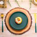TaoBary 100 Pcs Disposable Wooden Slice Woven Paper Placemats Rustic Charger Round Place Mat Bulk Table Paper Placemat for Farmhouse Birthday Wedding Dinner Baby Shower Party Supplies (Wooden Slice), Large