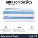 Amazon Basics Soft & Absorbent Beach Towels, 100% Cotton, Cabana Stripe, Machine Washable, Quick Dry, Large 30" x 60", Sky Blue, 2-Pack
