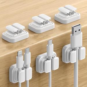 6 Pack Cord Organizer Spring Clip Holder - Lamicall 3-in-1 Small Clips for Desk Cable Management, Adhesive Adjustable Cable Clips Holder for Charger Wire, USB Cord, Office, Car, Desk Accessories
