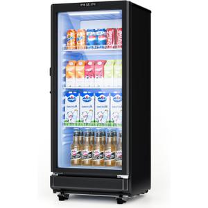 6 Cu.Ft Commercial Refrigerators, Display Fridge with Double-Tempered Glass Door, Beverage Cooler for Bar, Office, Restaurant, Outdoor Beverage Refrigerator with Locking, Key & LED
