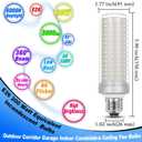 1.77*5.90inch Big E26 LED Bulbs 20W LED Corn Light Bulbs 200 Watt Equivalent 3000 Lumen 6000K Daylight White for Outdoor Home attic Corridor Garage Warehouse Candelabra Ceiling Fan LED Bulbs, 2 Pack