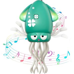 Dancing Squid Baby Toy, Tummy Time Toys, Rechargeable Crawling Octopus with Music and Light for 3-6 6-12 12-18 36 Months 1 Year Old Learning Walking Toddle Easter Basket Stuffers 1st Birthday Gifts,  Green