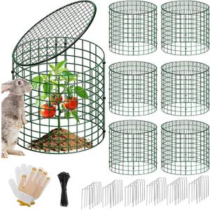 Breeze Touch 6 Pcs Plant Protectors from Animals, 12" H x 12" D Metal Plant Cages for Outdoor Plants, Sturdy Garden Cloches for Plants, Anti-Scratch Chicken Wire Mesh/Fencing, Strawberry Protector