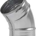 45 Degree 4 Inch Elbow Bend Duct Connector - Galvanized Steel - Metal for Round Ventilation Pipes - Adjustable Outlet Adapter - for Home or Industrial HVAC Air Exhaust, Intake Ventilation