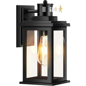 VIANIS Outdoor Motion Sensor Light, Black Exterior Lighting Fixtures Sconce, Anti-Rust Dusk to Dawn Outdoor Lighting, Waterproof Front Porch Light Lantern for Garage, Patio, Doorway, Anti-Rust, 1-Pack