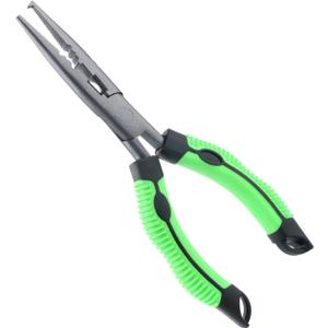 Hikary Long Nose Fishing Pliers, Stainless Steel Hook Remover Braid Cutter Rustproof Multi-Tool Fishing Gripper for Freshwater Saltwater (Green-9inch)
