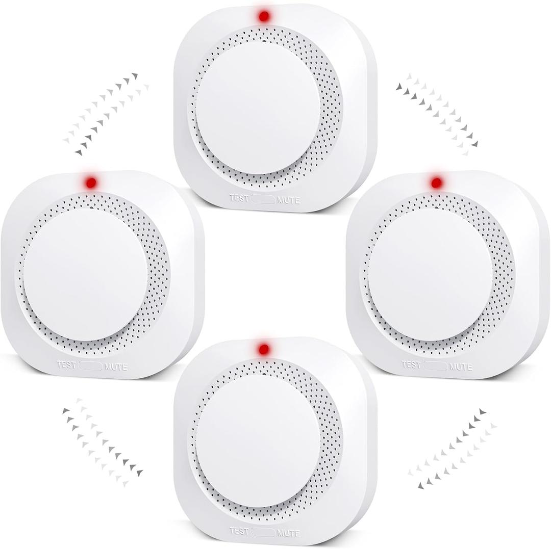 Smoke Detector, Battery Operated Smoke Alarm with Photoelectric Technology, Fire Alarms Smoke Detectors with LED Indicator and Test Button(4 Pack), Batch Number 2549, No Manufacturing Date