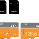 128GB Memory Card,Micro Card with Adapter Class 10 High Speed for Camera,Smartphone,Tablet,Personal Computer(2-Pack)