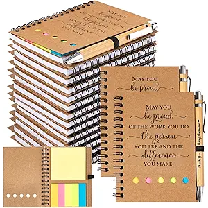 30 Sets Christmas Employee Appreciation Gifts Bulk Inspirational Spiral Notebook with Sticky Note and Motivational Bamboo Pens Thank You Gifts for Employees Coworkers,Teachers,Nurse,Office Staff,Team,Volunteer