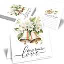 2 x 50Pcs 3D Christmas Wedding Table Decor Cards - Advice and Wishes for Mr and Mrs, Blank Guest Message Notes with Stand, Romantic Wishes Cards for Wedding Table Decor (Bells and Flowers)