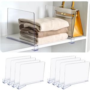 Shelf DividersVertical Purse Organizer for ClosetThickened and Sturdy Shelf Organizer for Sweater, Shirts, Handbags,8" Tall x 11" (8 Pcs)