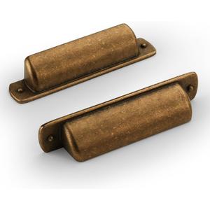 Asidrama 10 Pack 3 Inch(76mm) Antique Brass Kitchen Cabinet Handles, Cabinet Cup Pulls Kitchen Cabinet Hardware for Cupboard Drawer Pulls (3" Hole Center)