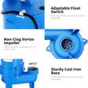 FOTING 1.5HP 9000GPH Sump Pump Submersible Sewage/Effluent Pump - Heavy Duty Cast Iron Automatic/Manual- Septic Pump for Sump Basin/Residential/Sewage/Basement,Sewage Pumps 2'' NPT Discharge,Blue