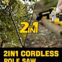 Cordless Pole Saw, 8-INCH 2-IN-1 Chainsaw with 21V 4.0Ah Battery Powered, Electric Tree Trimmer with 9FT Telescopic Pole, 180Angle for Tree Branches Pruning & Wood Cutting, Battery Included