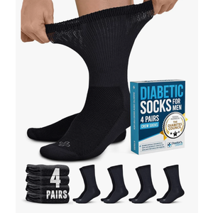 Doctor's Select Diabetic Socks for Men - 4 Pairs Crew Diabetic Neuropathy Socks for Men | Diabetic Socks for Men 9-12