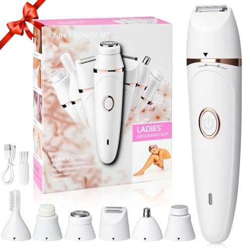 Facial Epilator for Women, Painless Electric Razors for Silk Skin, Portable Facial/Bikini Area/Underarm/arm/Leg Hair Removal Device - IPX7 Waterproof&Easy Cleaning, Ceramic Blade, Gifts for Her