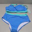 Womens High Waisted Bikini Sets Sporty Crop Top Color Block Swimwear Bandeau Scoop Neck Vintage Two Piece Bathing Suits Size XL
