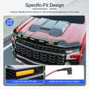 Hood Protector with LED Light Compatible with 2019-2024 Chevy Silverado 1500 ZR2 Hood Deflector Glossy Black Three Section Lightshield Replacement for 2019-2024 Chevy Silverado Accessories