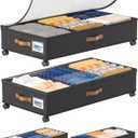 2Pack Under Bed Storage with Wheels, Scalable Under Bed Shoe Storage Containers, Clothes Organizer & Bedroom Furniture Organizers (Basic Style)