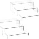 Acrylic Display Riser Stand of 6pcs, 5mm Thickness,12'' Length Tierd Display Stands, Acrylic Shelf Risers for Perfume Display,Risers for Buffet Table,Cupcake Stand,Pop Figurines,Tumbler,Food