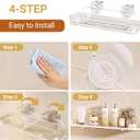 Suction Cup Shower Caddy, Wall Mounted No Drilling Bathroom Shower Organizers Storage Rack, Removable Shelves for Inside the Shower, Clear