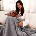 TICOO Electric Heated Blanket Full Size 72" x 84" - 5 Heat Settings & 10H Auto-Off, Microplush Flannel & Sherpa Lining, Machine Washable, Overheat Protection, Ideal Gifts for Home/Bedroom/Sofa, Gray