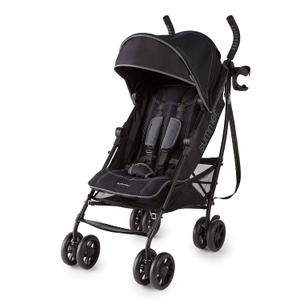 Summer Infant 3Dlite+ Convenience Stroller, Lightweight Umbrella Stroller with Oversized Canopy, Extra-Large Storage and Compact Fold, Black (Matte Black)