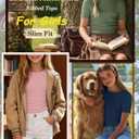 3 Pack Girls Short Sleeve Cute Shirts | Ribbed Knit, Crew Neck, Slim Fit, Summer, Basic, Soft, School Outfit, Trendy, Ages 5-14, Solid Colors, Versatile Styling