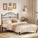 Merronix Vintage Headboard for Full Size Bed Frame, Metal Headboard Only Full Size Freestanding Headboard with Universal Adapters, Height Adjustable, Easy Assembly, Black