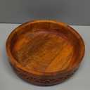 EDHAS Mango Wood Decorative Round Carved Bowl for Decoration, Centerpiece Bowl for Table (10" x 10" x 2.5")