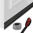 uxcell 1 Pcs Door Bottom Sweep, 39 x 1 inch Adhesive Under Door Draft Strip Silicone with Brush for Cold Insulation Exterior Interior Doors Blocker Noise, Black