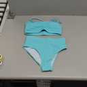 Lilosy High Waisted Tummy Control Ribbed Bikini Crop Top Brazilian Swimsuit Set 2 Piece (Small, Mint Green)