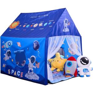 Space Rocket Ship Kids Tent with Mat for Boys & Girls Aged 3+ Toddler for Indoor Outdoor Playhouse Tent Set Sizes 4746.838.1In,Washable