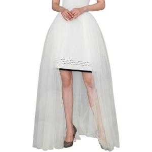 EllieWely Women Floor Length Overskirt Tulle Skirt for Wedding Party (Small-Medium, Ligh Ivory)
